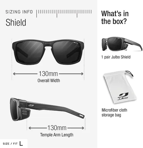 Vista 5 de Julbo Shield Glacier Glasses for Men & Women w/Removable Side Shields for Hiking, Snow/Glare - 100% UV Protection