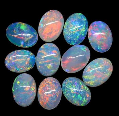 Vista 5 de Cabujón de piedras preciosas sueltas de ópalo blanco etíope ultra fuego ovalado Welo natural de ópalo de fuego (1 unidad) piedra natal curativa