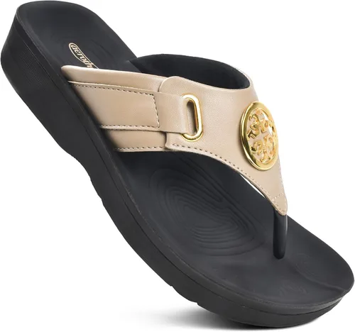 Vista 11 de AEROTHOTIC Chanclas con soporte de arco para mujer, cómodas y elegantes correas con plantilla antideslizante, sandalias elegantes de moda
