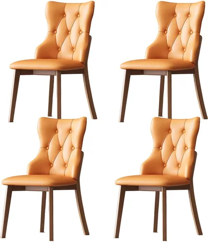 Vista 27 de Upholstered Dining Chairs with Backrest,Kitchen Chairs Leather,Living Room Chair with Wood Legs for Home, Restaurant, Hotel, Conference Room Grey