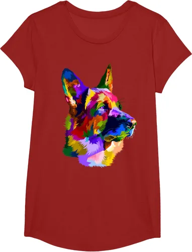 Vista 88 de Camiseta con retrato de pastor alemán para dueños de perros, Negro, S