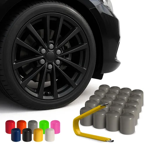 Vista 19 de ColorLugs Tapón de llanta de vinilo Negro Tapa de tuerca de rueda de ajuste flexible Para 17 mm Paquete de 20 Incluye extractor de lujo
