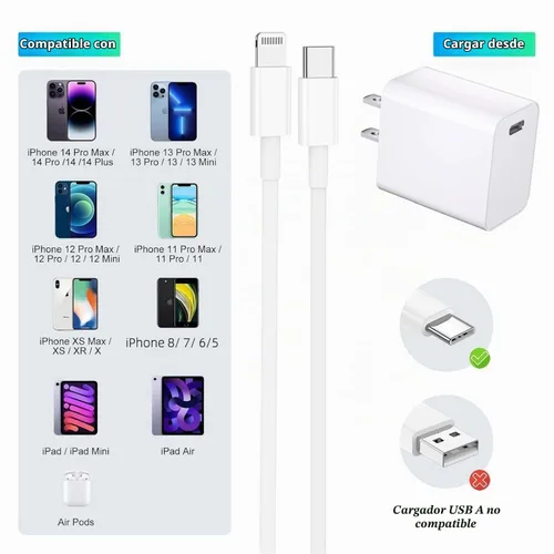 Vista 5 de Certificado MFi para cable USB-C a Lightning extralargo de 10 pies con cargador PD de 20 W, 1 paquete Cable de carga rápida de 27 W compatible