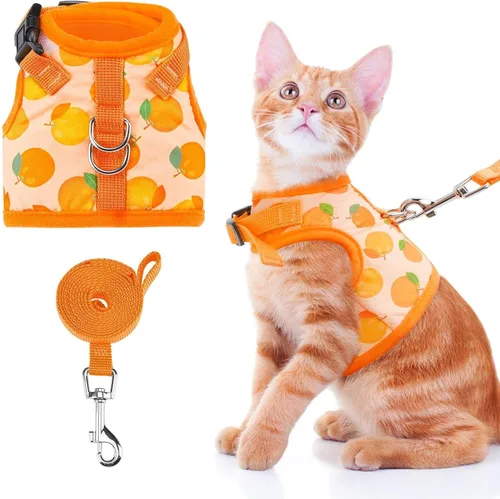 Vista 7 de BINGPET Arnés para gatos con correa y collar para caminar, a prueba de escapes, con correa de 59 pulgadas, arnés de chaleco suave ajustable