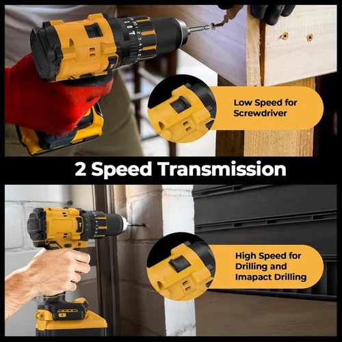 Vista 10 de Taladro de Martillo Inalámbrico Compatible con Batería Dewalt 20V MAX (Sin Batería) Taladro Sin Escobillas de 20V, Taladro Inalámbrico de 1/2