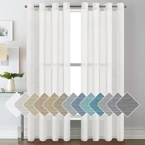 Vista 125 de H.VERSAILTEX Cortinas de lino de mezcla natural para sala de estar/cortinas de lino semitransparentes reductoras de luz de 54 pulgadas de largo
