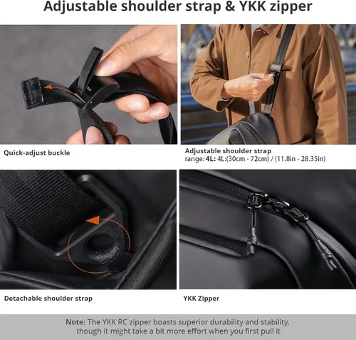 Vista 5 de PGYTECH OneGo Solo V2 Bolsa Bandolera para Cámara, Bolsa de Pecho para Cámara de 4L Bandolera Riñonera para Fotógrafos de Viajes Urbanos, Bolsa