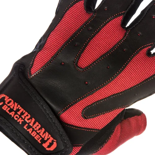 Vista 5 de Contraband Black Label 5150 - Guantes de cuero para levantamiento de pesas sin dedos, duraderos y ligeros, guantes de gimnasio de cuero dividido