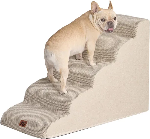 Vista 22 de EHEYCIGA Rampa curvada para escaleras para perros, camas altas de 4