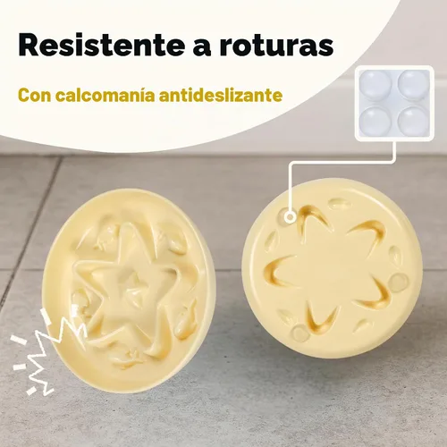 Vista 6 de Cuenco de alimentación lenta para gatos, de melamina, apto para bigotes, para comer lentamente, alimentos húmedos y secos, apto para lavavajillas