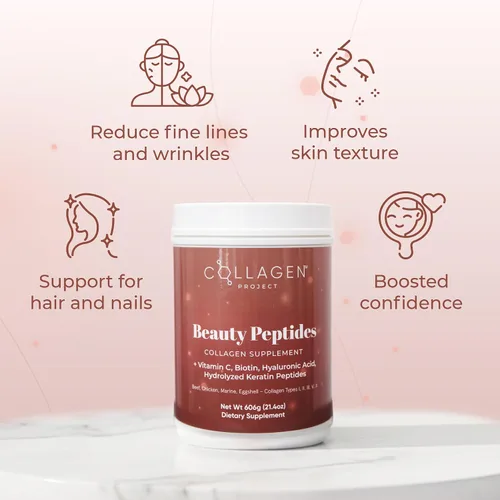 Vista 3 de Suplemento de colágeno en polvo para hombres y mujeres Fórmula de belleza multicolágeno 6 en 1 de primera calidad Vitamina C, ácido hialurónico