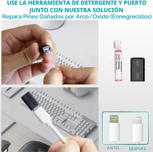 Vista 3 de Kits de limpieza y reparación de puertos de carga para teléfono Negro20