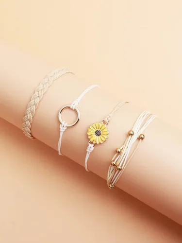 Vista 2 de Sunflower String Bracelet for Teen Girls Teen Girl Gifts Trendy Stuff Adjustable Waterproof Surfer Bracelet Strand Beach Bracelets Women Stocking