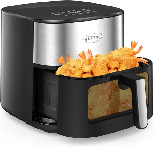 Vista 7 de Freidora de Aire 6.5 QT, 8 en 1 con Ventana Visible, Pantalla LED, Control de Temperatura Preciso de 400℉, Recordatorio de Agitación e Indicador