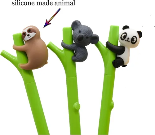 Vista 5 de 12 bolígrafos lindos de perezoso novedosos animales bolígrafos Panda Pen Koala Gel Pen 0.020 in tinta negra para fiesta escolar, cumpleaños