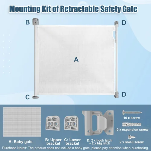 Vista 5 de Kit de piezas de repuesto para puerta de bebé, kit de montaje en pared para barrera de seguridad para bebés, accesorios para perros con soportes