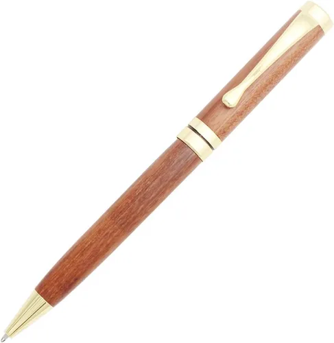 Vista 2 de Gullor Bolígrafo retráctil hecho a mano de palisandro, pluma de madera natural, clip de oro
