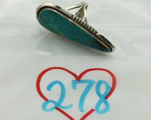 Vista 7 de Anillo Navajo de plata 925 Kingman turquesa firmado Doug Zachary C80s Plata de ley turquesa
