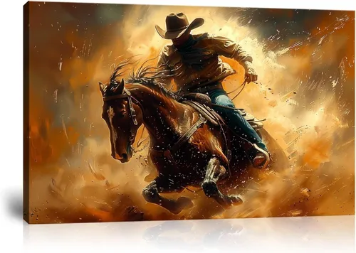 Vista 15 de Arte de pared de vaquero occidental Imágenes de mujeres vaquero Impresiones Póster de lienzo del suroeste Arte de decoración de pared occidental