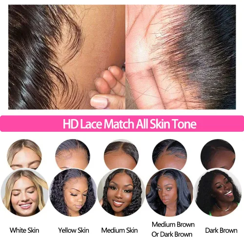 Vista 4 de Cierre frontal de encaje HD de 13x4, 10 pulgadas, cabello humano liso con encaje frontal, cabello virgen brasileño 100% sin procesar, de oreja a