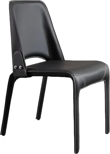 Vista 16 de JKGHK Leather Dining Chairs, Armless Room Chairs, Upholstered Kitchen Chair with Backrest, Side Chair with Metal Legs, for Bedroom, Cafe Brown
