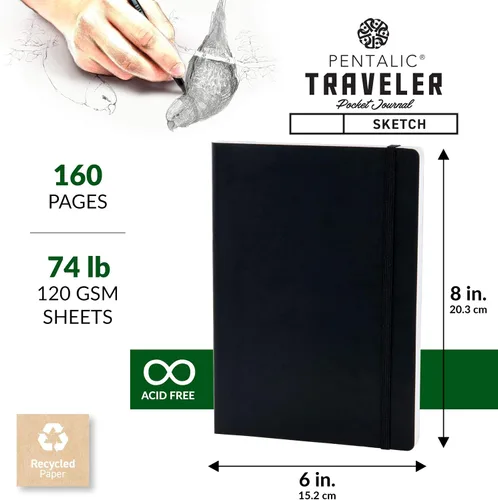 Vista 3 de Cuaderno de bocetos Travelers Dot Grid Pentalic Art, libre de ácidos