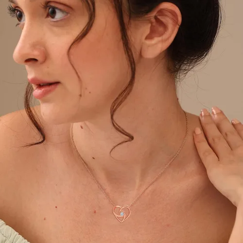 Vista 2 de LeCalla Collar con colgante de corazón de plata de ley 925 para mujeres y adolescentes