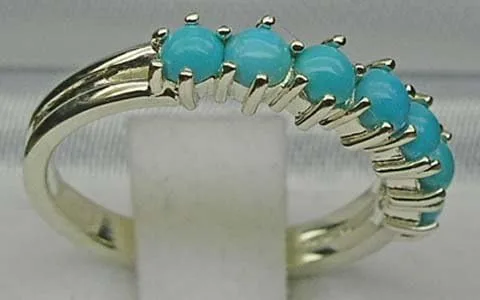 Vista 3 de Anillo de eternidad para mujer de plata de ley 925 auténtica turquesa auténtica