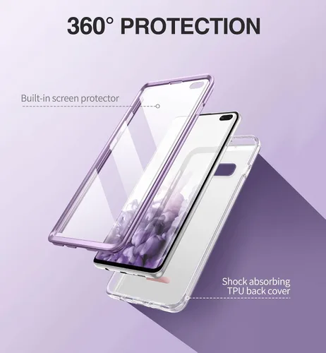 Vista 5 de SURITCH Funda mejorada para Samsung Galaxy S10 Plus, protector de pantalla antiarañazos integrado, protección de doble capa, protección completa