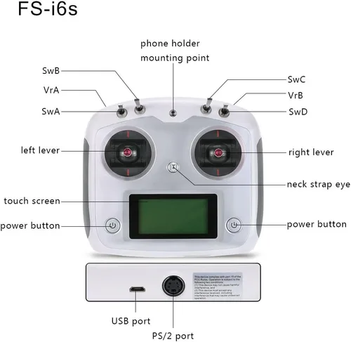Vista 5 de Receptor para dron cuadricóptero RC Flysky FS-I6S 10 canales 2.4 G AFHDS 2 A RC transmisor de control con FS-iA6B