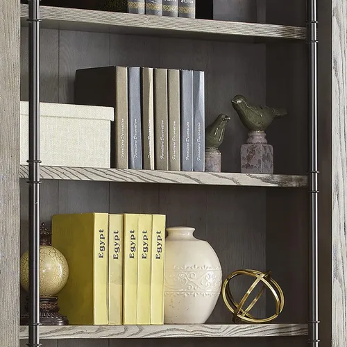 Vista 6 de Martin Furniture Avondale - Estantería de pared de 8 pies de alto con escalera organizador de almacenamiento estante de exhibición para oficina