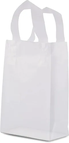 Vista 7 de Prime Line Packaging Bolsas de regalo de plástico, bolsas de regalo transparentes con asas, bolsas de compras de plástico blanco esmerilado