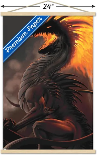 Vista 3 de Trends International LA Williams - Belial Dragon Wall Poster, 22.37" x 34.00", Premium Print and Beechwood Hanger Bundle