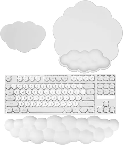 Vista 8 de JIKIOU Almohadillas de mouse Cloud de cuero, exquisito soporte de muñeca, cómodo reposamuñecas de espuma viscoelástica para computadora, laptop
