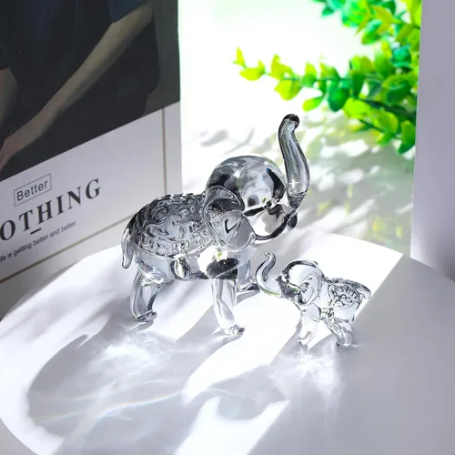 Vista 3 de Ornalrist Regalos de elefante de cristal para mujer, chapado en cristal, negro, mamá y bebé, elefante, manualidades, regalos ideales para esposa