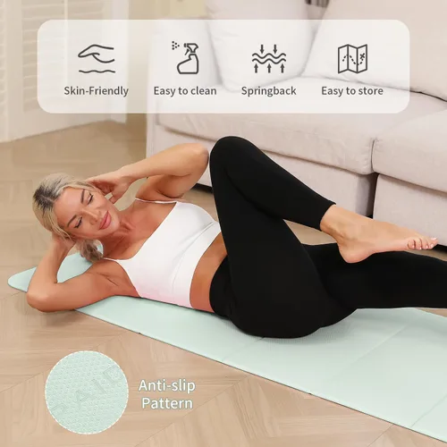 Vista 4 de PAIDU Esterilla de yoga plegable – 0.394 in extra gruesa, 75 "26" antideslizante para ejercicio fitness Mat SGS Eco-certificado, portátil