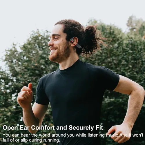 Vista 6 de Auriculares de Conducción Ósea YouthWhisper Bluetooth, Auriculares de Oreja Abierta con Micrófono, Conexión Inalámbrica Multipunto, Resistente al