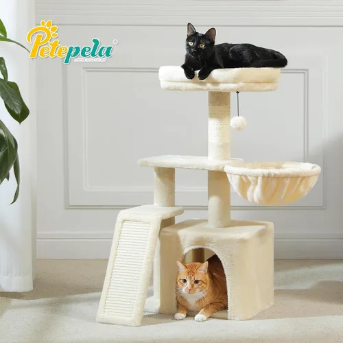Vista 8 de PETEPELA Árbol de cactus para gatos y gatos pequeños, torre para gatos de Beige