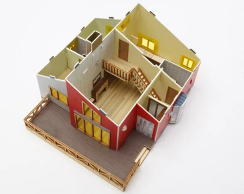 Vista 7 de Kit de modelo de madera de escritorio Casas en el ático / YGPM250 por Young Modeler