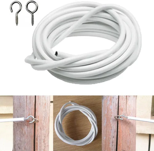 Vista 3 de Kit de cables de cortina de red para colgar de 2 a 13.1 ft, cuerda de cortina con ojos de gancho autoadhesivos para barra de cortina