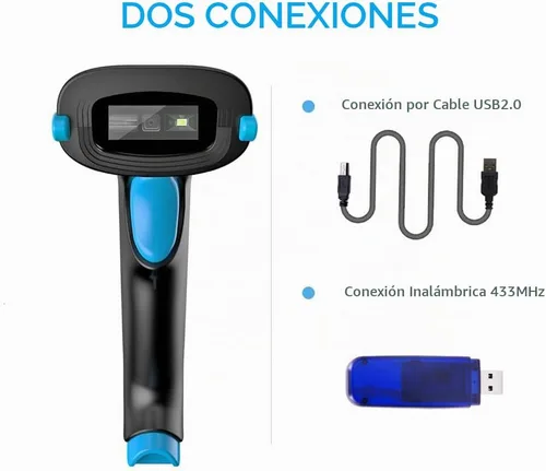 Vista 2 de NADAMOO Escáner de código QR Escáner de código de barras inalámbrico 2D con soporte Soporta escaneo de pantalla CMOS de mano Lector de código
