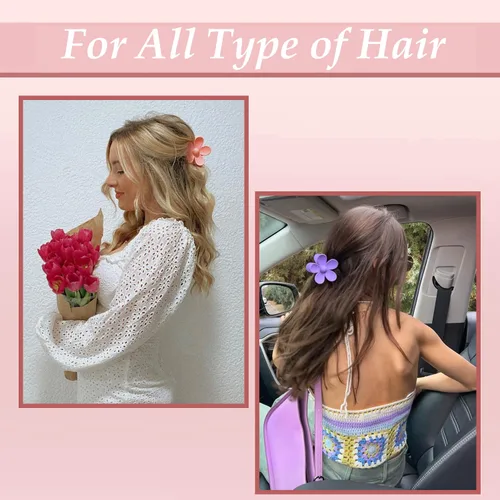 Vista 6 de Pinzas para el cabello de flores para mujer, 9 pinzas mate con agarre fuerte para cabello grueso y fino, antideslizantes, 9 estilos