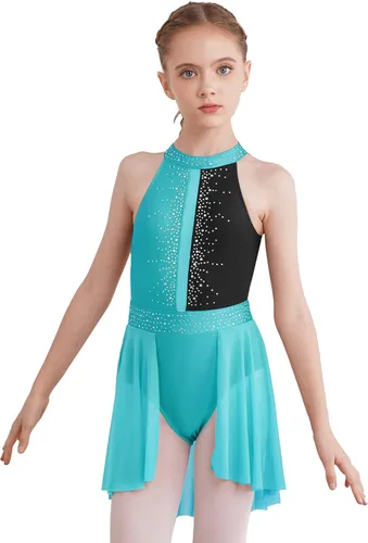 Vista 29 de CHICTRY Kids Girls Sparkly Rhinestone Ballet Gymnastics Leotards Modern Lyrical Dance Costume