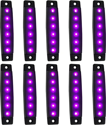 Vista 17 de Paquete de 10 Luces Laterales Marcadoras de Remolque LED Ámbar DC 12V de 3.8" con 6 LED, Barra de Luz de Separación, Tira de Luz Indicadora de Señal