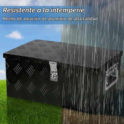 Vista 4 de Caja de herramientas de aluminio para caja de camión de 20 pulgadas con asas laterales, cerradura Negro