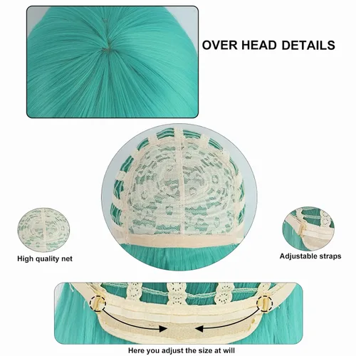 Vista 35 de anogol Vocaloid 32" 80 cm de largo recto de Cosplay peluca Pelucas Para Fiestas Halloween, Anaranjado