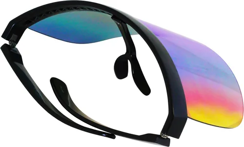 Vista 4 de Futuristic - Gafas de sol de gran tamaño con visera plana y espejo mono de 6772in espejo verde