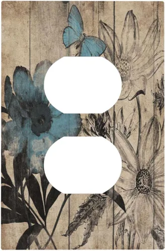 Vista 103 de Mid Century Morden Boho - Placa de pared para interruptor de luz dúplex de 1 banda, placa frontal decorativa eléctrica para receptáculo para baño