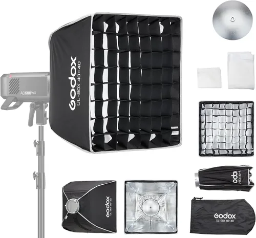Vista 8 de Godox Mini Softbox 30cm*45cm/ 11.8in*17.7in with Grid Bowens Mount Softbox Caja de luz compacta de iluminación de fotografía de ajuste rápido