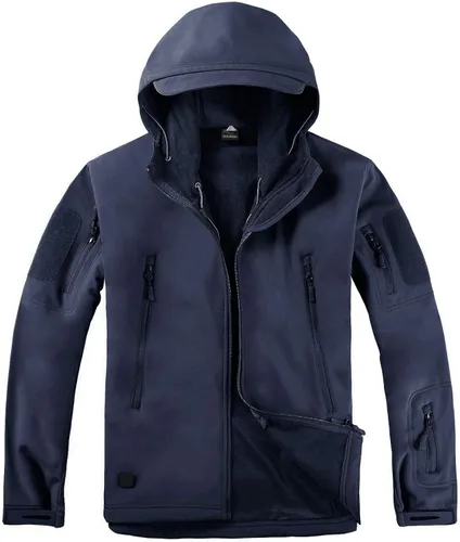 Vista 3 de Chamarra de forro polar con capucha para hombre, para exteriores, escalar, contra viento, táctica y suave de CRYSULLY